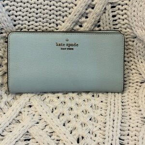 Kate Spade New York Madison Large Slim Bifold Saffiano Leather Wallet Blue gold